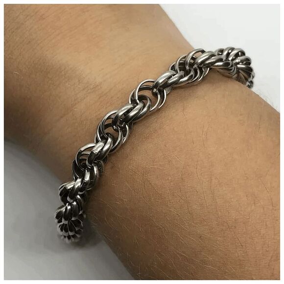 Coro 7.5" Silver Tone Vintage Multi Link Chain Bracelet - Picture 5 of 5